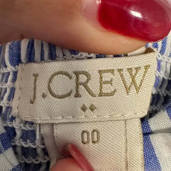 NWT J Crew Factory Blue White Cotton Stripe Tank Dress Size 00 - Picture 5 of 6